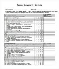 Student Evaluation Form 7 Download Documents In Pdf Teacher Evaluation Evaluation Form Feedback For Students