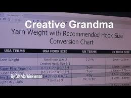 Creative Grandma Yarn Hook Size Chart Crochet Stitches