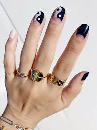 D white bow, rhinestones & stripe accent on acrylic nails. 23 Stylish Black Nail Designs For 2021 The Trend Spotter