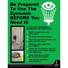 It is not intended to take the place of, among other things, workplace, health and safety advice; Be Prepred To Use The Eyewash Workplace Safety Advisor Poster
