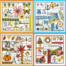 Us 5 08 55 Off Joy Sunday Spring Summer Autumn Winter Map Cross Stitch Pattern Kits Handcraft Make Embroidery With Chart In Package From Home