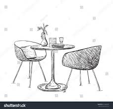 Sketch Of Modern Interior Table And Chairs Hand Drawn Furniture Interior Design Sketches Furniture Design Sketches Interior Design Drawings
