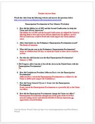 Word review spelling and vocabulary review (options for multiple keys and pages per key) crossword puzzle word search circle the correct word build words fill in the missing letter. Civil War Emancipation Proclamation In Four Minutes Video Worksheet