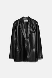 Blazer Com Efeito De Pele Zara Portugal Leather Blazer Blazer Leather Jacket