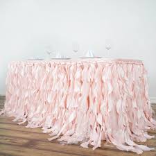 21ft Rose Gold Blush Curly Willow Taffeta Table Skirt Table Skirt Curly Willow Wedding Party Table