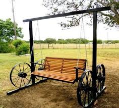 Wagon Wheel Bench Swing Wagon Wheel Decor Antique Wagon Garden Swing