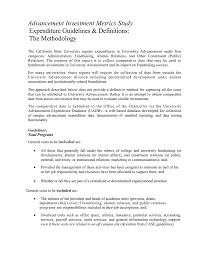 Advancement Investment Metrics Study Expenditure Guidelines