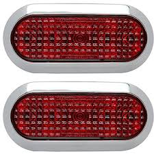Pair Of Chrome 6 Oval Red Led Stop Turn Tail Light Surface Mount Trailer Truck Rv Light Usa Made With Lifetime Warranty Two Lights Vehiclezone Co Uk