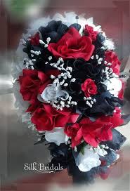 But i was amazed with them. Red Black White Bridal Bouquet Silk Roses Wedding Flowers Etsy White Wedding Decorations White Bridal Bouquet Red And White Weddings