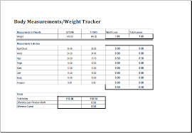 Body Measurement And Weight Tracker Template Excel Templates