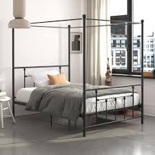 Bed frame, mattress, headboard, coverlet. Dhp Manila Metal Canopy Bed Full Sized Frame Black Walmart Com Metal Canopy Bed Canopy Bed Frame Queen Size Bed Frames