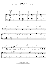 Always Sheet Music Gavin James Piano Vocal Guitar