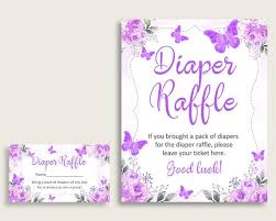 Just download the file of choice, print, cut and hand out at the shower. Butterfly Baby Shower Diaper Raffle Tickets Game Girl Purple White Diaper Raffle Card Insert And Sign Printable Instant Download 7aank By Creative Digital Arts Catch My Party