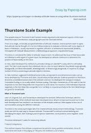 It demonstrated several examples of measures sections. Thurstone Scale Example Essay Example