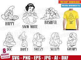 Download Donvitodesign Seven Dwarfs Svg Dxf Png Disney Snow White Movie Cut Files Vector Clipart Halloween Costume Dopey Grumpy Happy Doc T Shirt Design Kids Diy Find It Here Ad Https Www Donvitodesign Store Product Disney Svg Cut Files Png Clipart