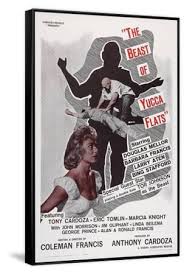 The Beast of Yucca Flats, Top: Tor Johnson; Bottom Left: Barbara Francis,  1961 - Black Framed Canvas Print Wall Art, 36x54