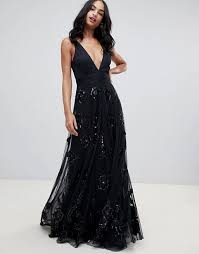A Star Is Born A Star Is Born Prom Maxi Dress With Plunge Front In Black Maxi Dress Prom Sequin Maxi Dress Maxi Dress