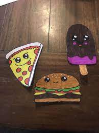 Cute Food Slice Of Pizza Cheeseburger And Ice Cream Art For Kids Hub Cute Drawings Sand Crafts