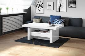 Couchtisch weiß hochglanz wohnzimmer design tisch weiß couchtisch hochglanz weißes wohnzimmer hochglanz wohnen weiße couch modern design: Design Couchtisch Tisch Aversa H 111 Weiss Hochglanz Schublade Hohenverstellbar Ausziehbar Esstisch Design Impex
