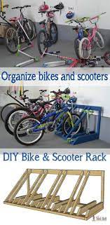 Diy Bike And Scooter Rack Her Tool Belt Diy Garage Bike Storage Woodworking Projects Diy