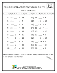 Math Subtraction Worksheets Missing Subtraction Facts To 20 1 Gif 780 1 009 Pixels Math Practice Worksheets Free Math Worksheets Math Worksheets