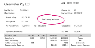 A payslip is how you show wages or salary earned, deductions (including taxes), reimbursements, and employer contributions like superannuation. Personalising Pay Slips Myob Accountright Myob Help Centre