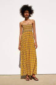 Image 1 De Robe Longue A Carreaux De Zara Checkered Dress Maxi Dress Halter Neck Maxi Dress