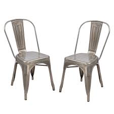 Amazon Com Top Seller Adeco Silver Gunmetal Stackable Industrial Chic Tolix A Style Dining Chair Outdoor Stackable Dining Chairs Dining Chairs Metal Chairs