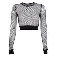 Black And White Crop Top Clipart Cropped Mesh Top In 2020 Fishnet Crop Tops Crop Top Outfits Fishnet Shirt