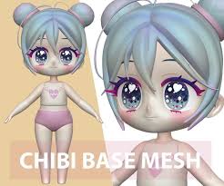 Chibi Basemesh 3d Model Chibi 3d Model Character 3d Model