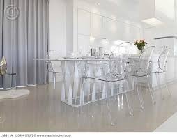 Low Angle Modern Dining Table With Clear Plastic Chairs Love This In A Room With Lots Of Windows And A Modern Dining Table White Plastic Chairs Plastic Chair