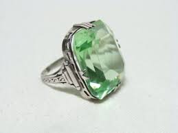 If you go to ebay and search on uranium glass, you will find many items colored with uranium that are still being made today. Art Deco Vaseline Glass Ring 1930 As A History Buff I Have To Say This Would Be Fantastic For A Wedding Ring Art Deco Jewelry Glass Jewelry Dream Jewelry