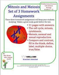 Mitosis Meiosis Cell Division Set Of 3 Homework Assignments Mitosis Meiosis Biology Classroom