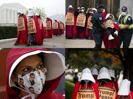 June accompanies the waterfords to washington d.c., where a powerful family offers a glimpse of the future of gilead. Ignoring The Democratic Boycott Dystopian Imagery From The Handmaid S Tale Used Against Trump Nominee Amy Coney Barrett The Economic Times