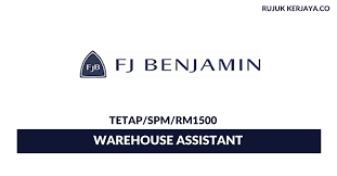 Fj benjamin (m) sdn bhd. Jawatan Kosong Terkini Fj Benjamin Warehouse Assistant Kerja Kosong Kerajaan Swasta