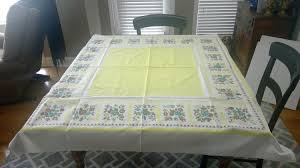 Vintage Yellow Square Cotton Tablecloth Card Table Etsy Table Cloth Cotton Tablecloths Yellow Tablecloth