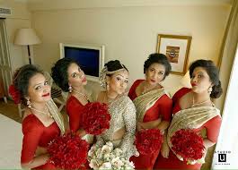 Sri Lankan Kandyan Bridesmaids And Bride Bridesmaid Saree White Indian Wedding Dress Hindu Bride