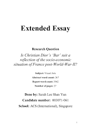 List of art dissertation topics and art dissertation ideas for students searching for sample topics for art dissertation and thesis writing. Ee Extended Essay Is Christian Dior S Bar Suit A Reflection Of T