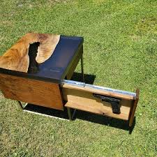 I built these matching nightstands for a friend and his wife. Custom Night Stands Gun Hideaway Secret Drawer Smoky Grey Walnut Dresser End Table Compartment Free Shipping