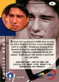 Signed 1999 WEST COAST EAGLES AFL Card PHILLIP READ Young Gun