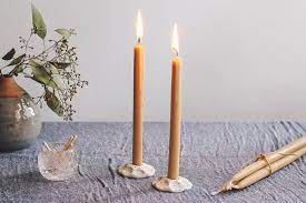 These Diy Speckled Candle Holders Come Together In Under An Hour Semistories Diy Taper Candles Candles Diy Taper Candle Holders