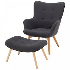 Tolles Set Sessel Und Hocker Trendiger Retro Stil In Dunkelgrau Zurucklehnen Und Fusse Hochlegen Sessel Mit Hocker Sessel Relaxsessel Mit Hocker