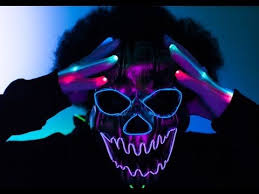 Halloween Light Up Led Mask El Wire Mask Led Gloves Neon Turnneon Youtube Light Up Costumes Rave Mask El Wire Mask