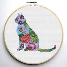 Schemes of embroideries for every taste. Floral Cat Is A Pattern Not The Completed Work I Designed It Myself Floral Cat 1 On 14 Cou Cat Cross Stitch Pattern Cross Stitch Patterns Cat Cross Stitch