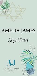 Amelia James Size Chart Direct Sales Party Plan And