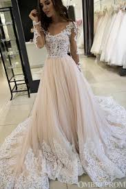Delicate Long Sleeves A Line Lace Wedding Dress With Appliques W664 Long Sleeve Wedding Dress Lace Wedding Dress Sleeves Bridal Dresses