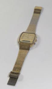 Vintage 1980s Citizen Uhr Goldfarbenes Basismetall Mit Digital Und Analouge