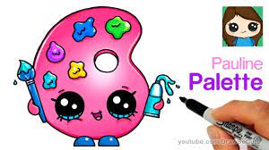 how to draw a cute paint palette shopkins pauline kawaii drawings doodles easy pages de coloriages