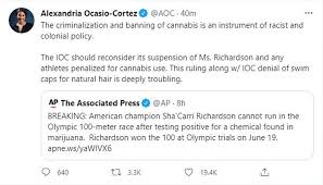 These done be the 50 dumbest tweets of all time and like ever. Aoc Says Anti Cannabis Laws Are Racist And Calls To Let Sha Carri Richardson Run In Olympics 100m Daily Mail Online