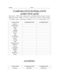 Comparative And Superlative Adjective Chart Quiz